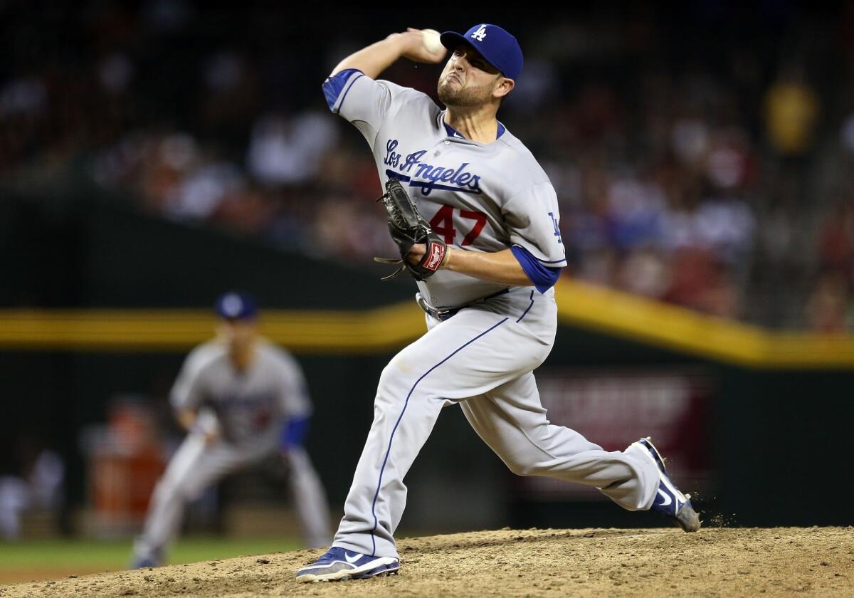 The Dodgers are looking to end the first half of the season on a high note Sunday against the Colorado Rockies. Pitcher Ricky Nolasco, above, was set to start on the mound.