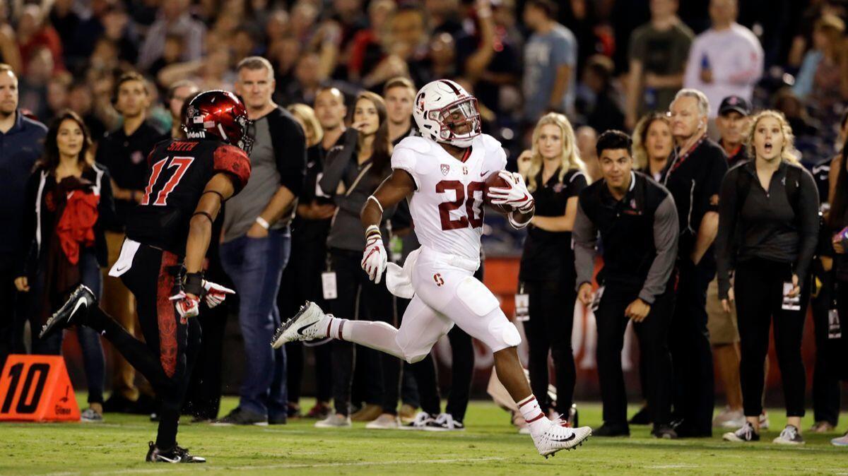 Stanford running back Bryce Love runs for a touchdown during the first half of a game against San Diego State on Saturday.