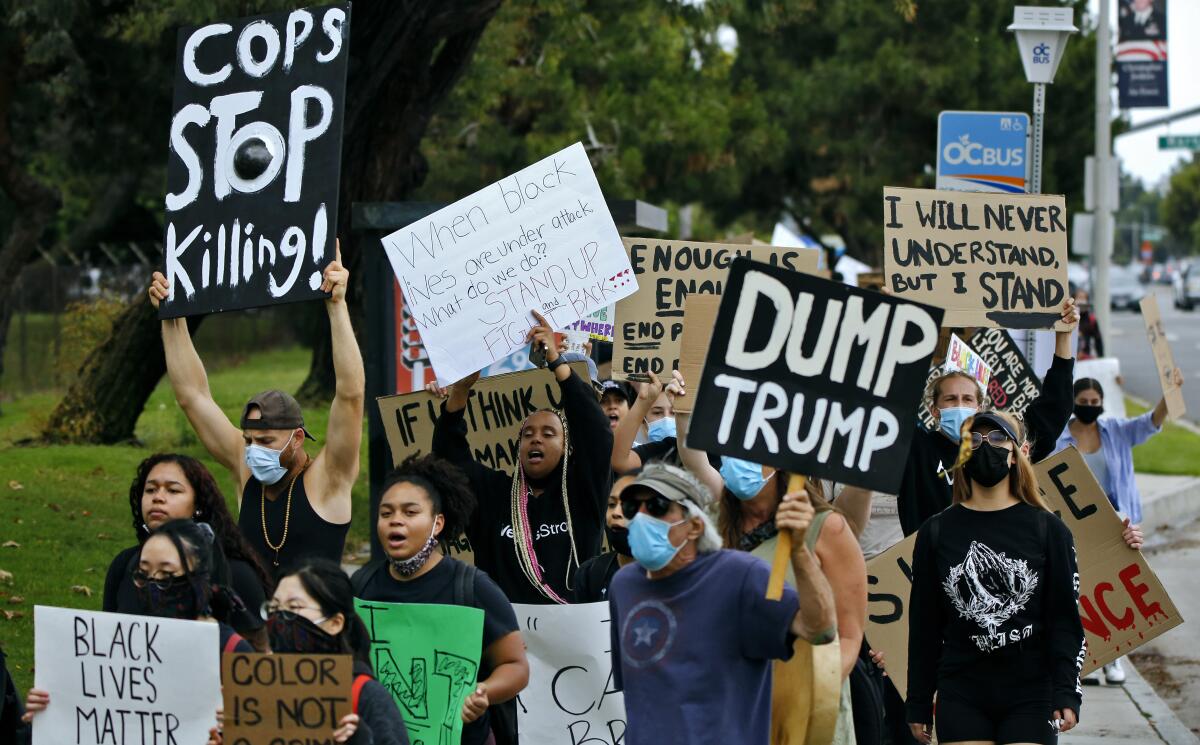 Hundreds marched around Mile Square Regional Park in support of Black Lives Matter/George Floyd on Thursday.