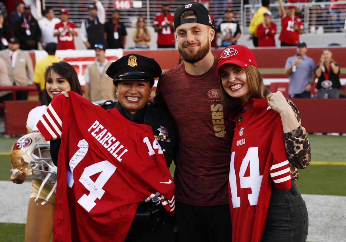 Sgt. Joelle Harrell, 49ers receiver Ricky Pearsall and S.F. General Hospital surgeon Dr. Lucy Kornblith