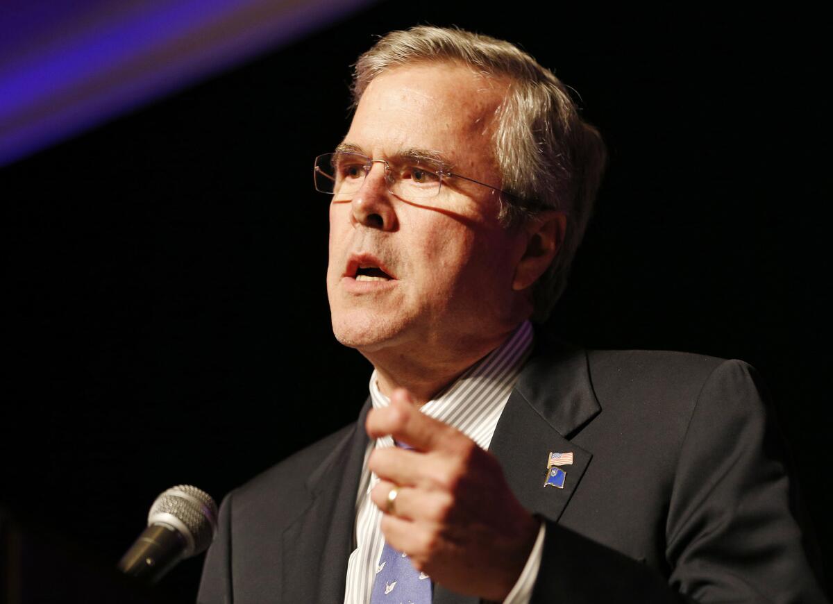 Former Florida Gov. Jeb Bush speaks at a Clark County Republican Party dinner May 13 in Las Vegas.