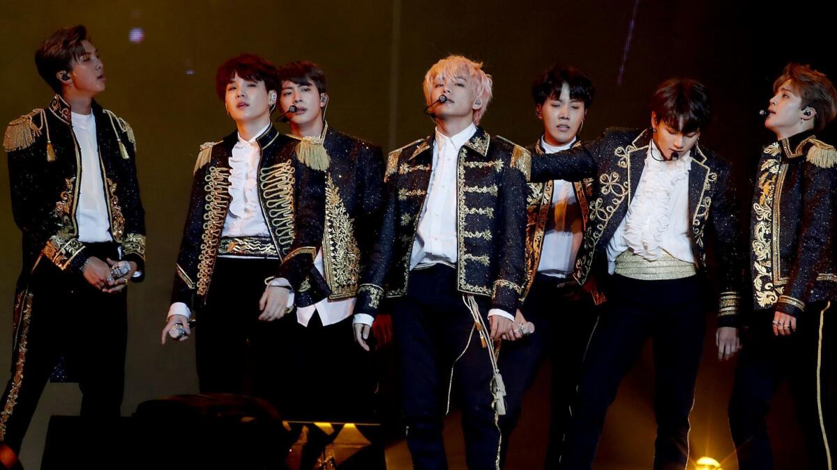 BTS performs Wednesday night at Staples Center.