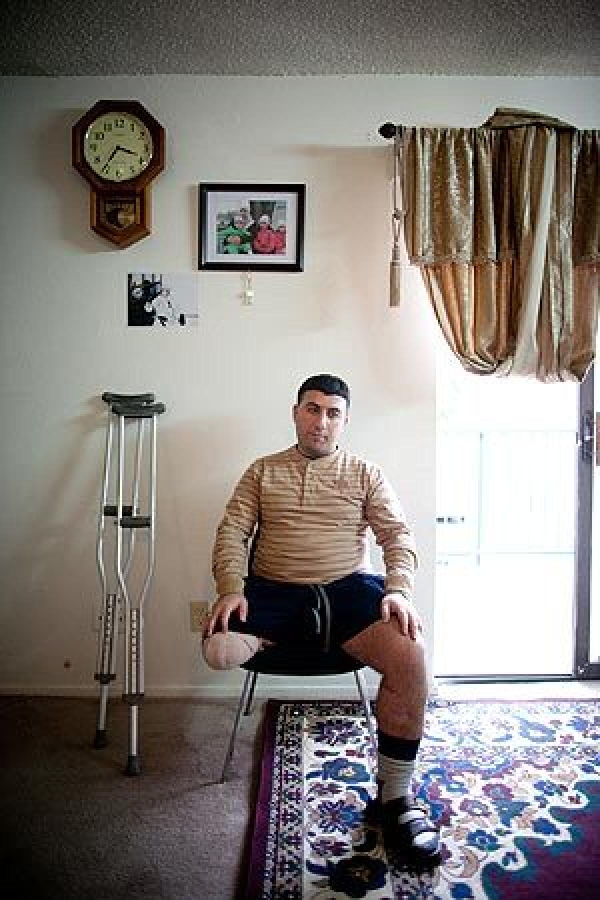 Iraqi interpreter Malek Hadi lost his leg in a 2006 blast while assisting the U.S. military police. He now lives in Arlington, Texas, on $612 in monthly disability payments. "When we were in Iraq, we were exactly like the soldiers," Hadi said. "Why are we treated differently now?"