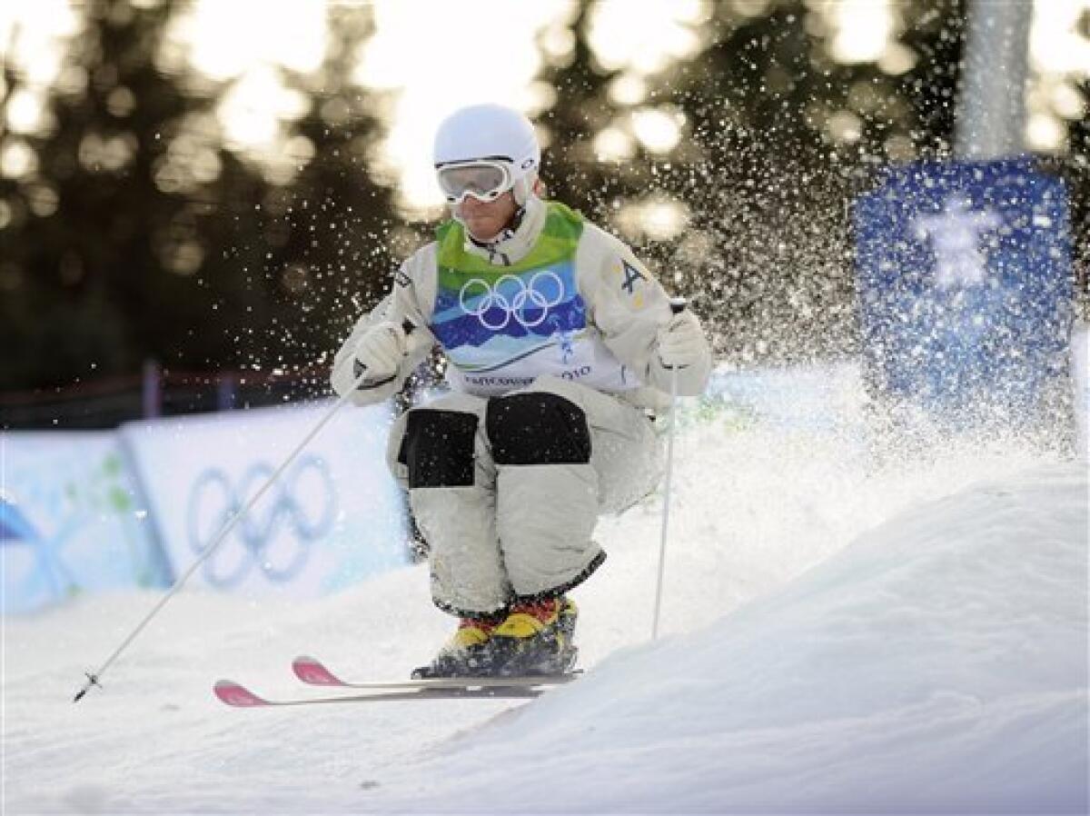 Dale Begg-Smith of Australia during his moguls qualification run at the Vancouver 2010 Olympics in Vancouver, British Columbia, Sunday, Feb. 14, 2010. (AP Photo/Mark J. Terrill)