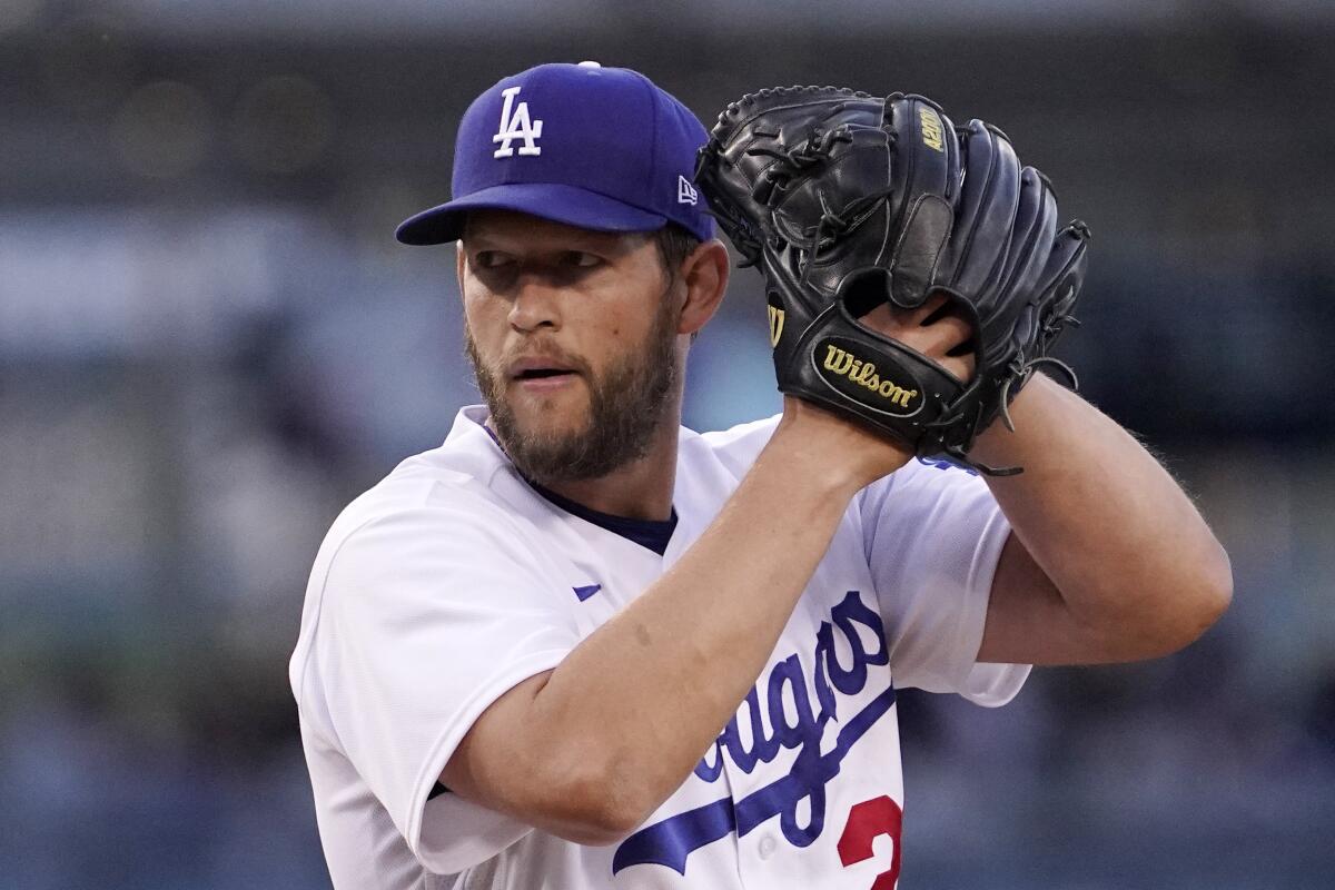 Dodgers starting pitcher Clayton Kershaw throws during the first inning of a 5-1 loss to the Detroit Tigers on Saturday.
