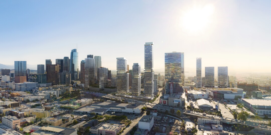 A rendering of the Olympia project in downtown L.A. by SOM