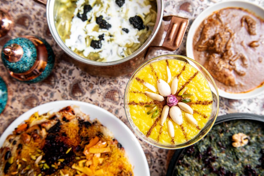 A spread of Persian dishes