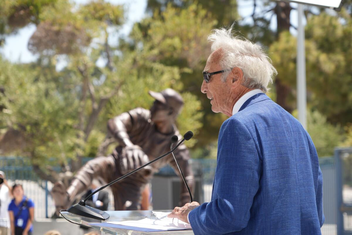 Los Angeles Dodgers unveil Sandy Koufax statue at stadium entrance