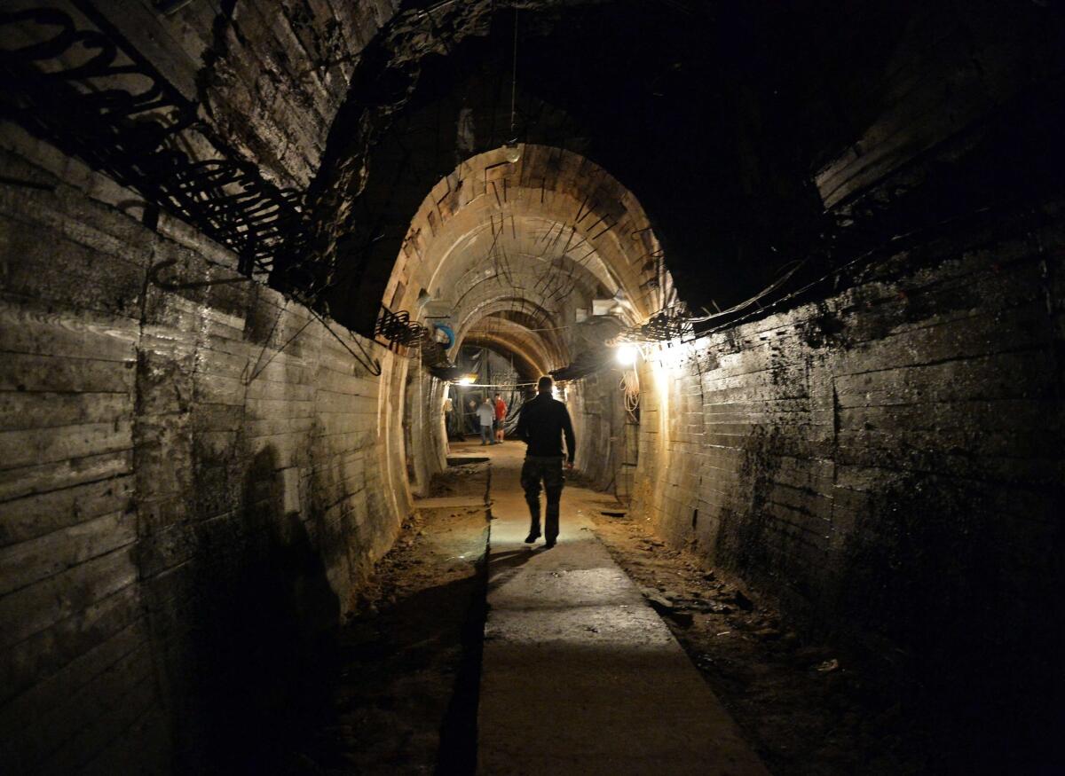 A tunnel beneath Ksiaz castle in Walbrzych, one of the underground passages built by the Nazis during World War II and where treasure hunters claim to have located a missing Third Reich train laden with gold and valuables.