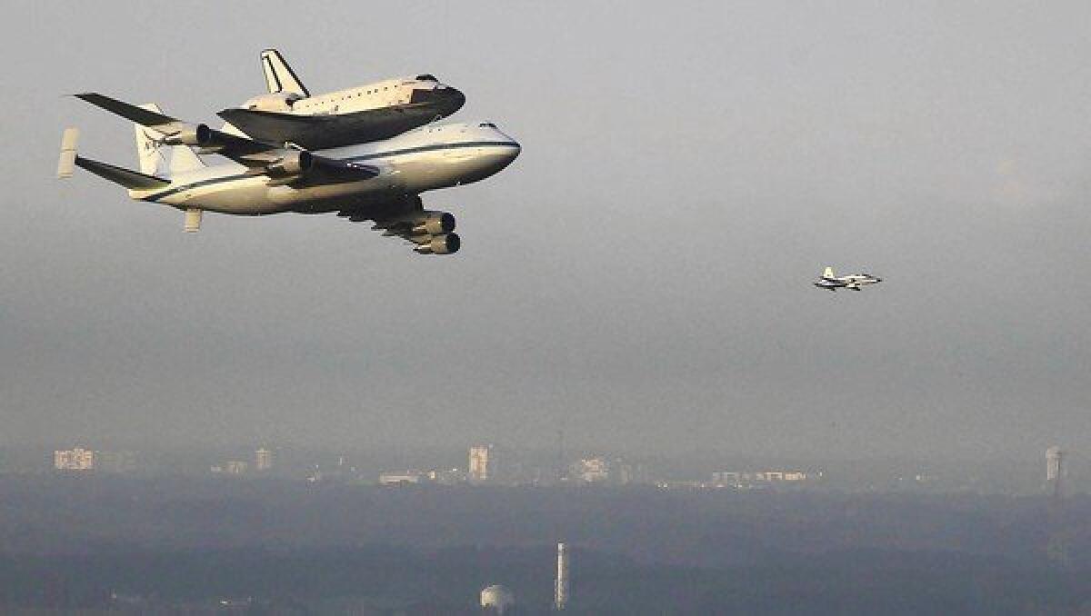 The space shuttle Endeavour's journey to Los Angeles atop a Boeing 747 includes flyovers of several NASA sites in the South, pit stops in Texas and at Edwards Air Force Base, and more sightseeing across the Golden State.