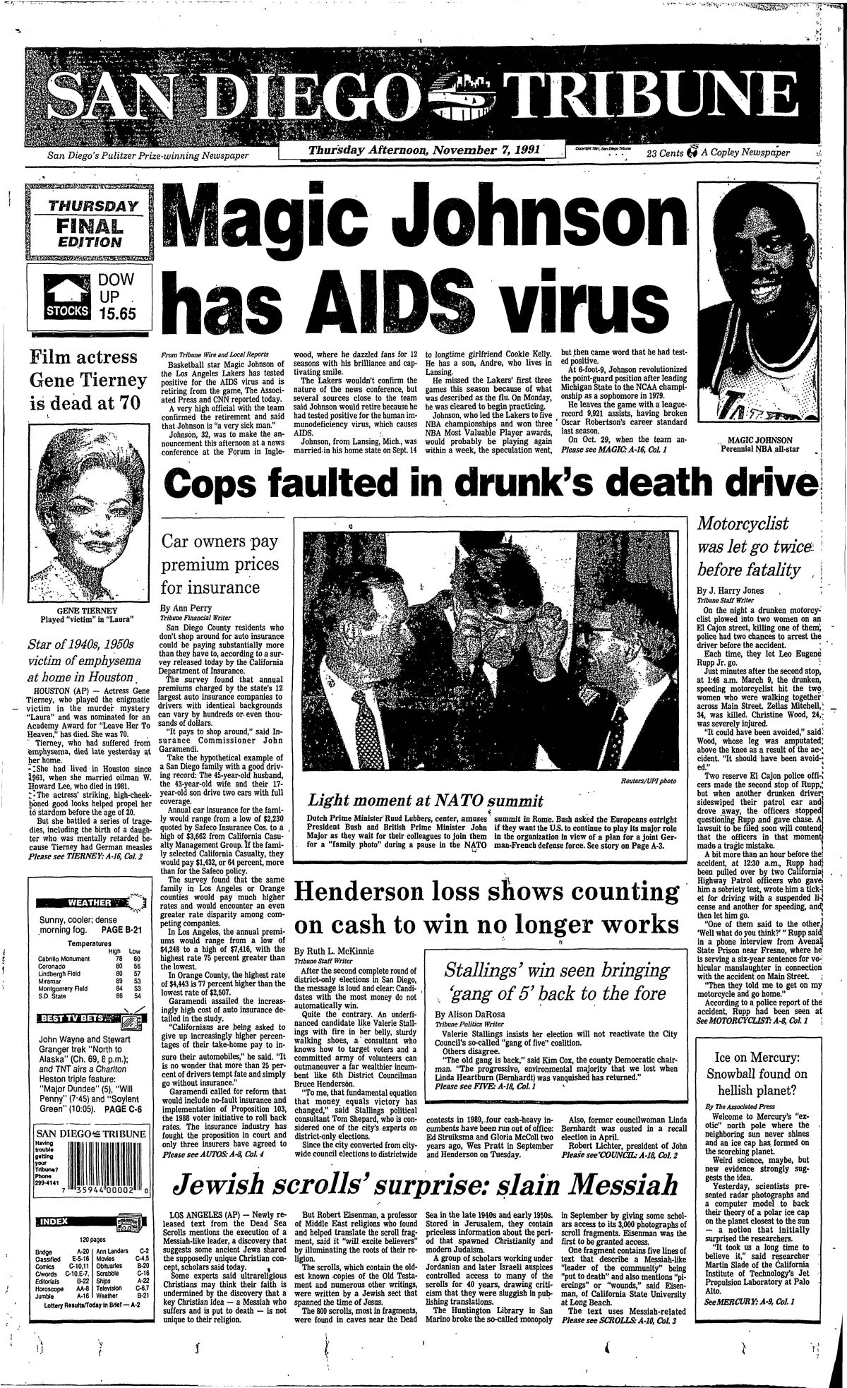 From the Archives Magic Johnson announced he had tested positive for