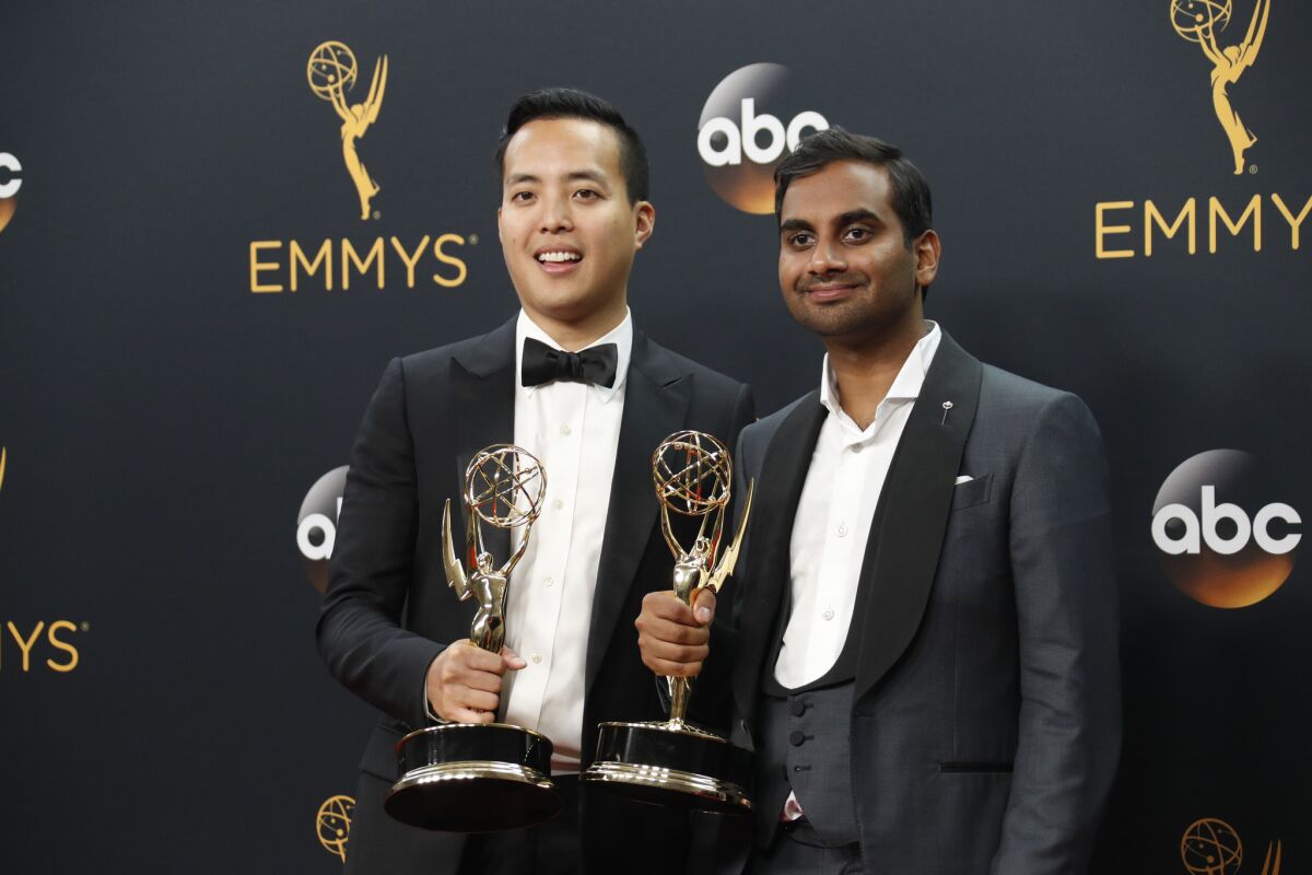 "Master of None" co-creators Alan Yang and Aziz Ansari at the 68th Primetime Emmy Awards. The show picked up two Golden Globe nominations.