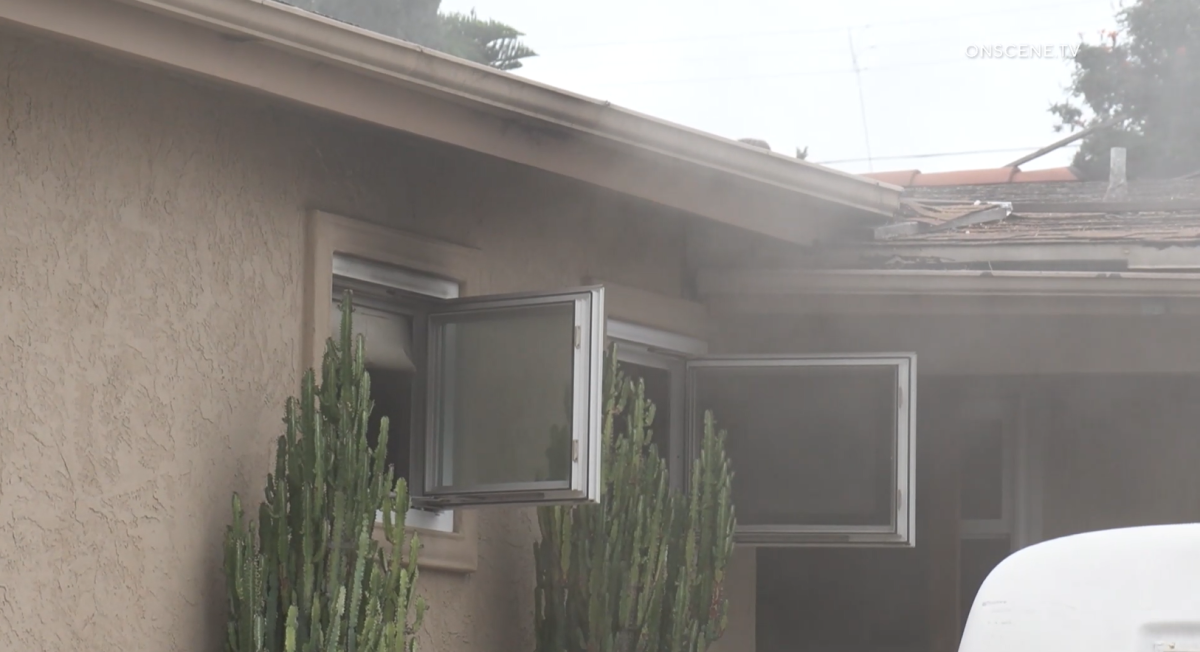 Firefighters extinguished a fire at a Serra Mesa home Sunday.