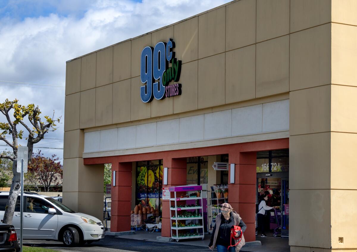 Shoppers at the 99 Cent Only store in Huntington Beach Friday, April 5, 2024. All 99 Cent Only stores