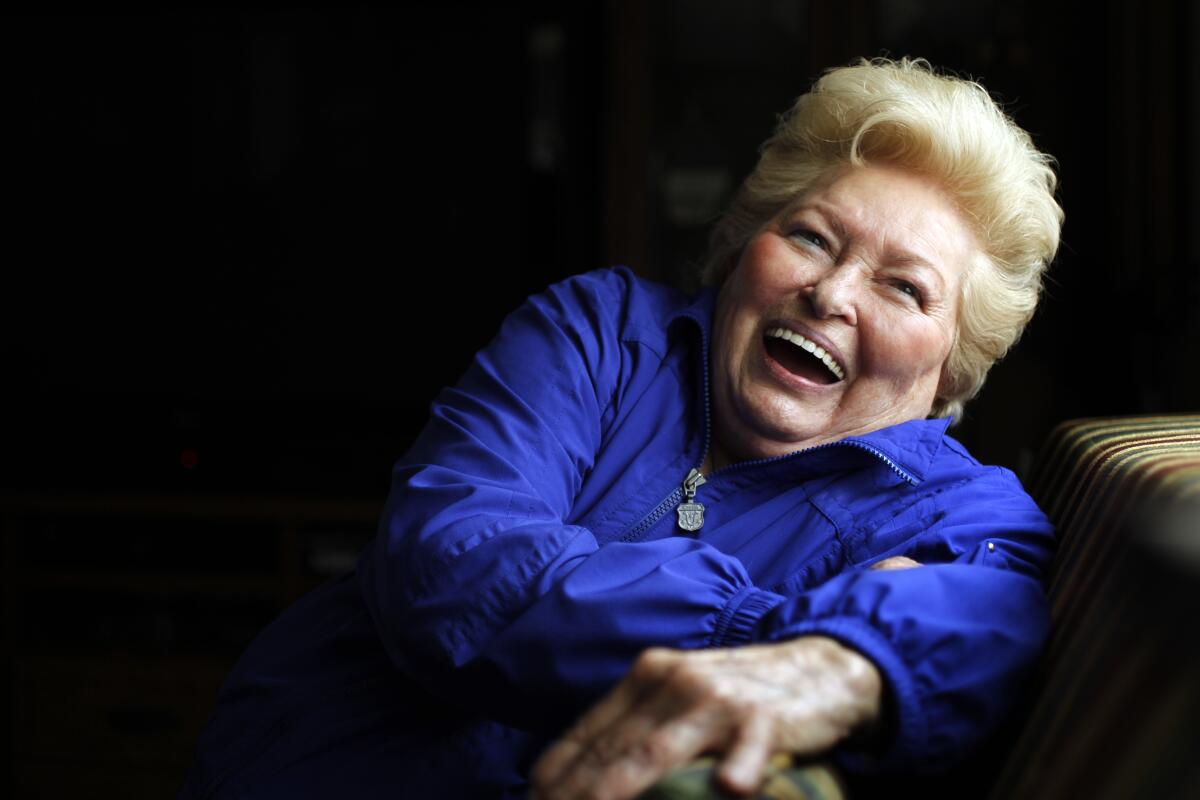 Jo Lasorda sits in her home in Fullerton