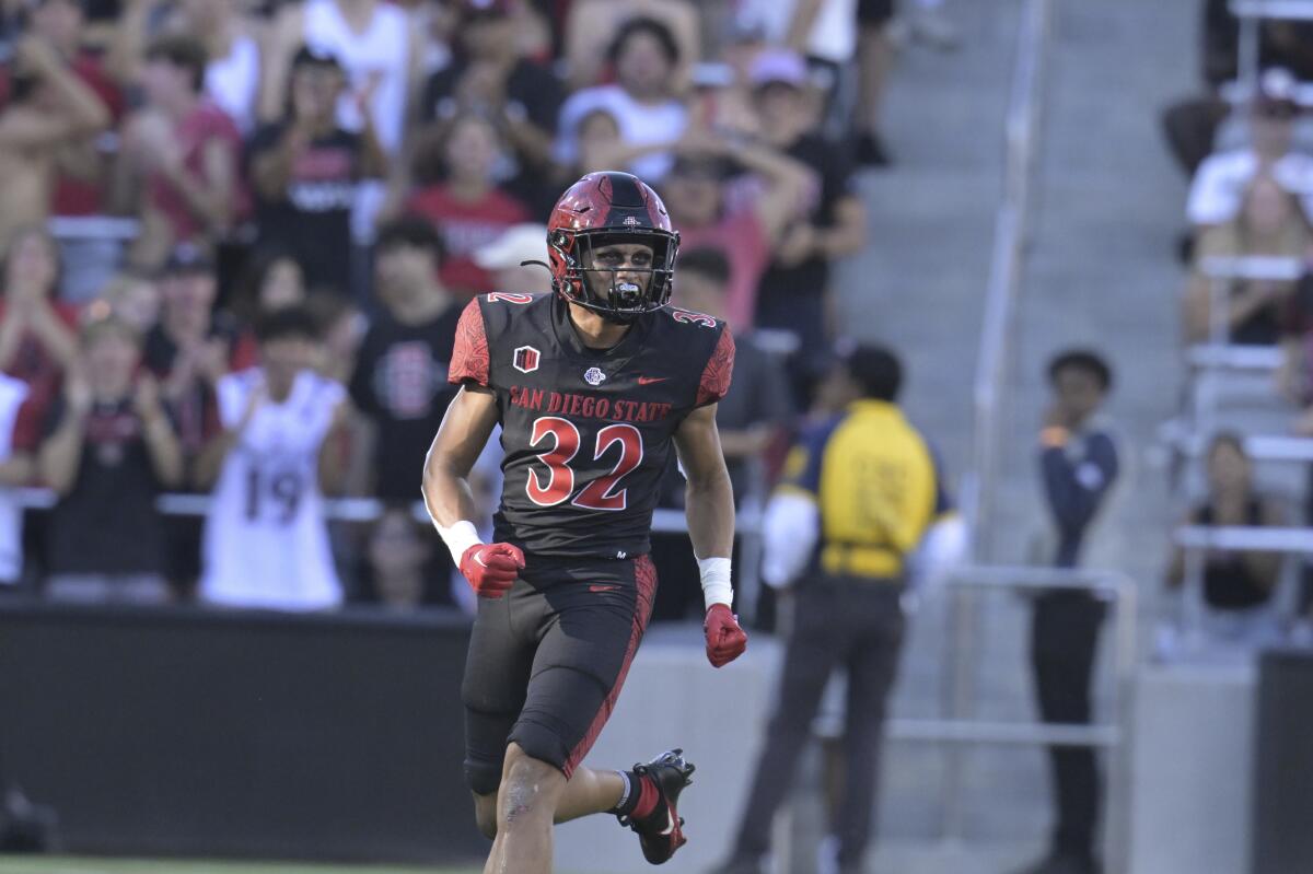 Marcus Ratcliffe playing for San Diego State against Ohio during a game on Aug. 26.