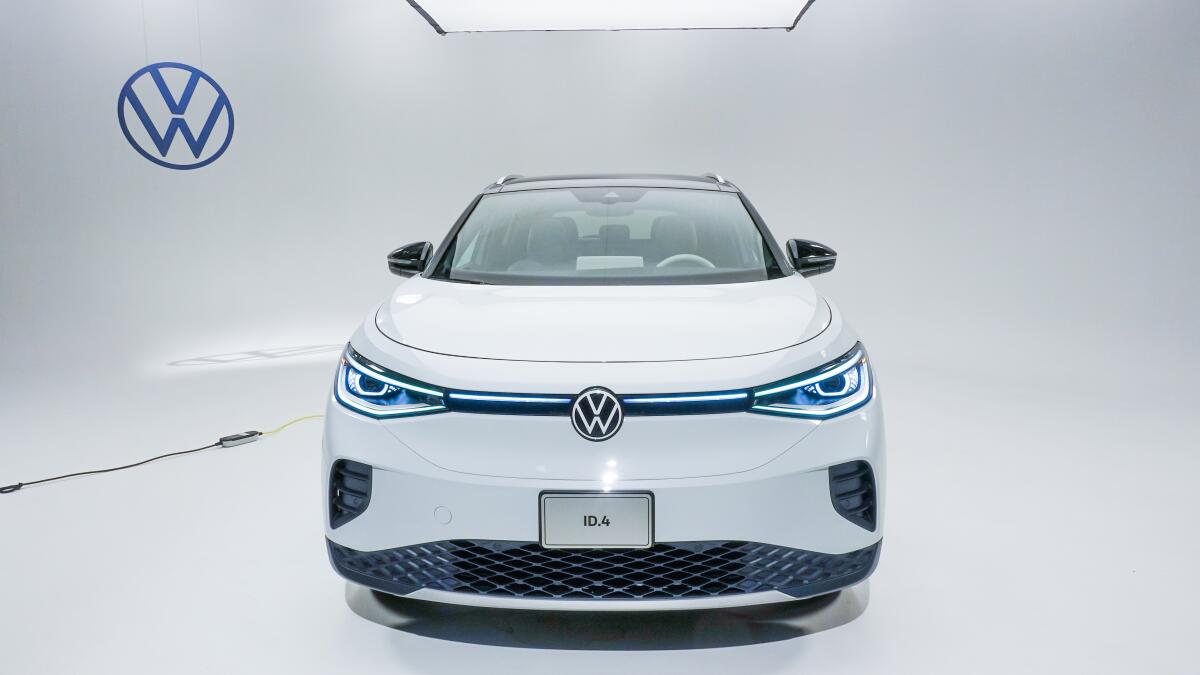 Volkswagen's ID.4 all-electric compact SUV shown from the front.