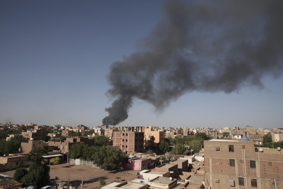 Smoke rising above Khartoum, Sudan's capital
