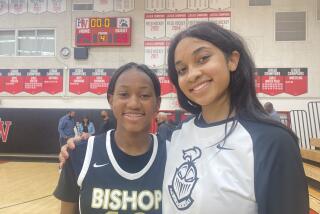 Freshman Jordin Blackman (left) scored 12 points in  for Bishop Montgomery and teammate Chloe Williams had 23 points.