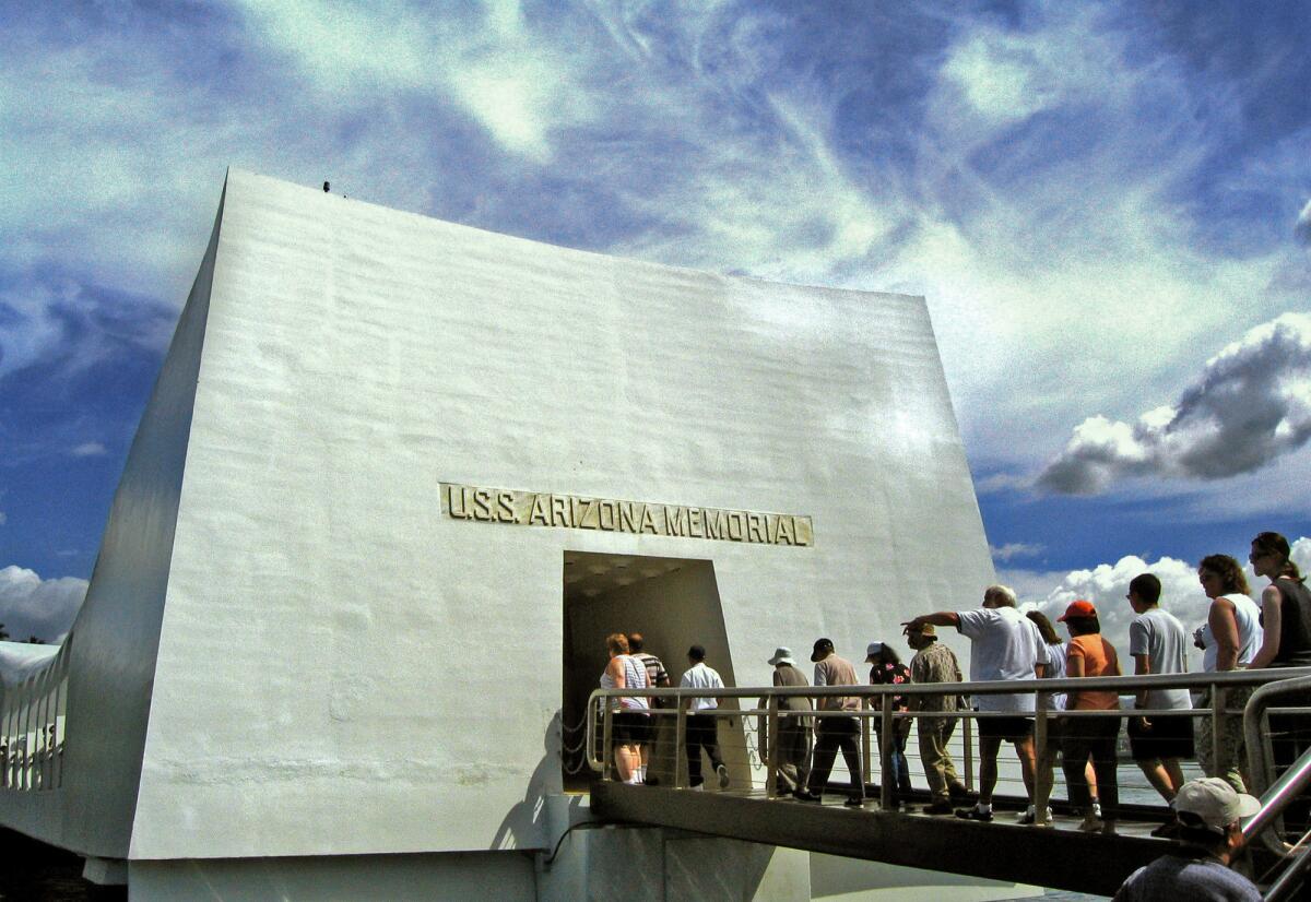 The Arizona Memorial at Pearl Harbor in Honolulu.