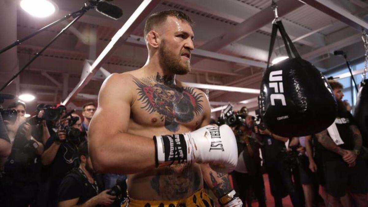 Conor McGregor works out at UFC Performance Institute in Las Vegas.