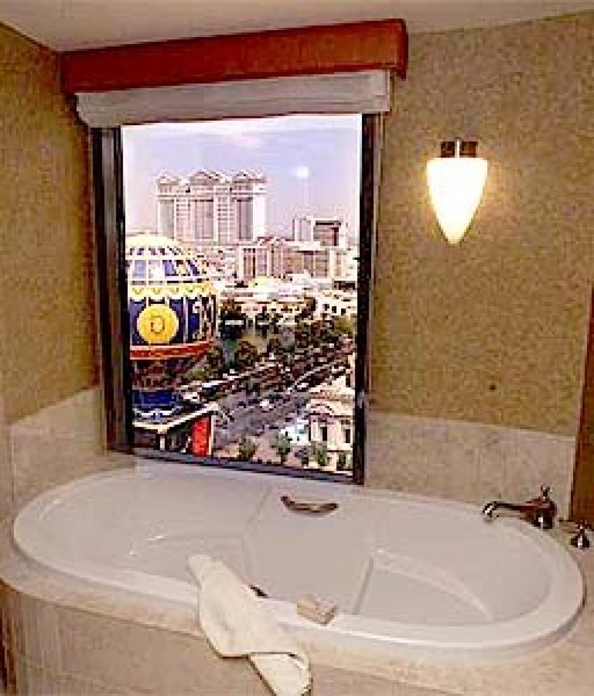 The best feature of the Aladdin: a tub with a view of the Strip.