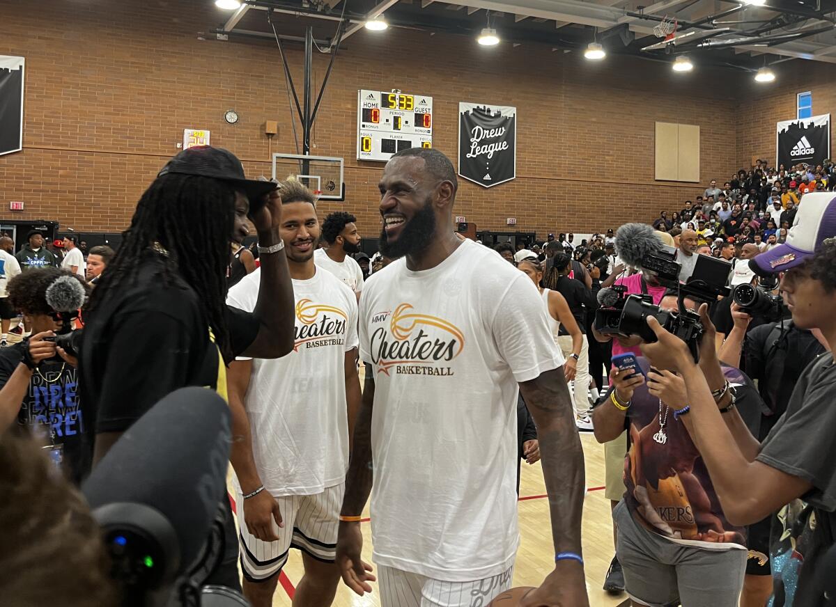 LeBron James, DeMar DeRozan Cover Adidas Logo on Drew League Jerseys