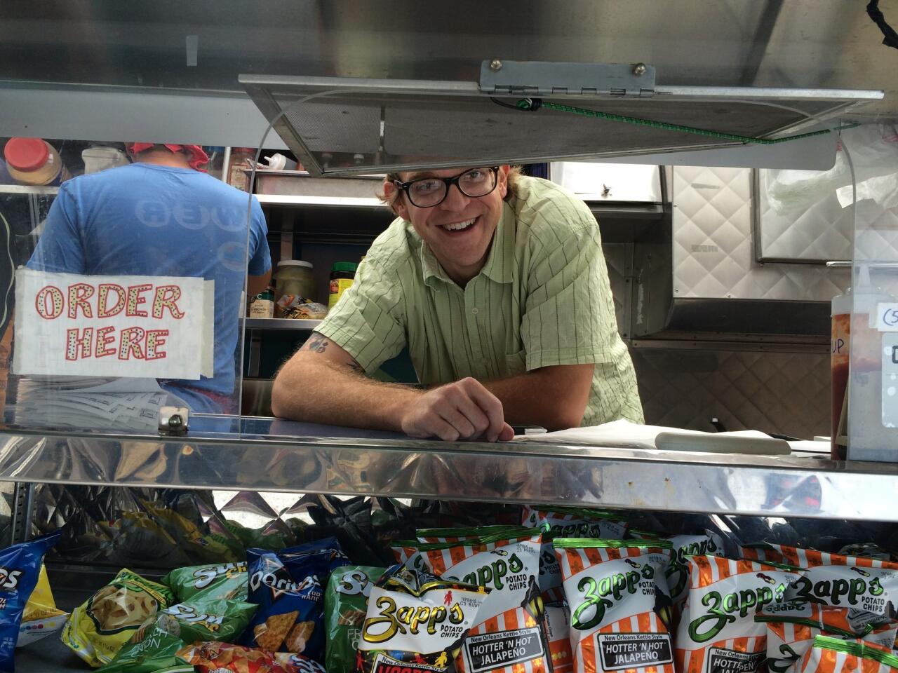 New Orleans native Brun Trumble inside his food truck Brun's Creole Soul Kitchen.