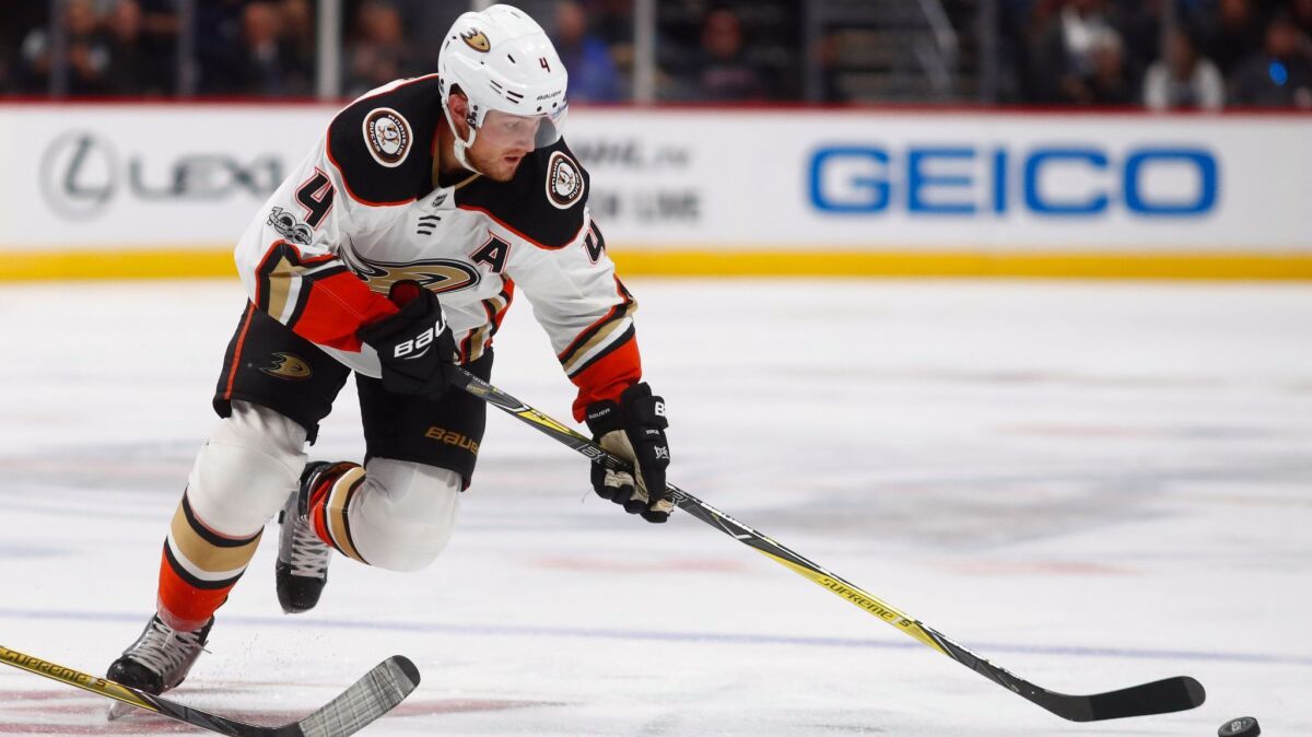 Ducks defenseman Cam Fowler during a game against the Colorado Avalanche in October.