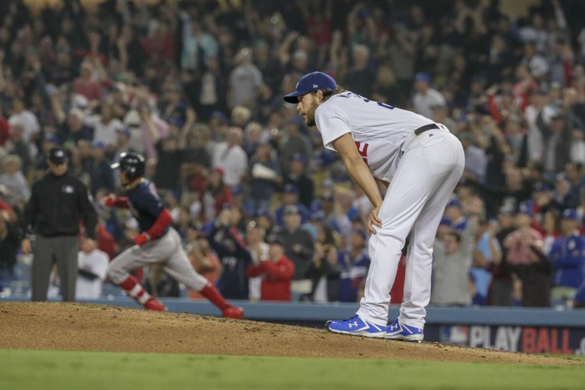 Clayton Kershaw surrenders a sixth inning solo homer to Mookie Betts.