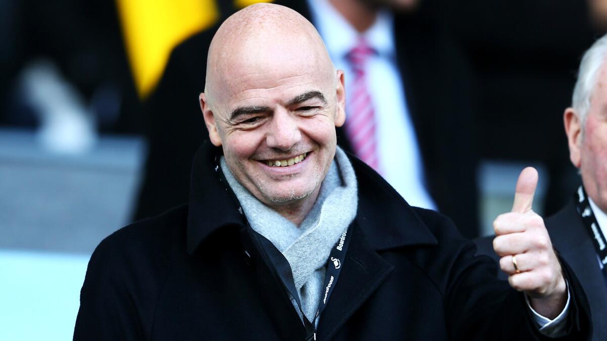 New FIFA President Gianni Infantino, giving the thumbs-up before a Premier League match between Swansea City and Norwich City on Saturday, began his tenure with the announcement of technological advances.