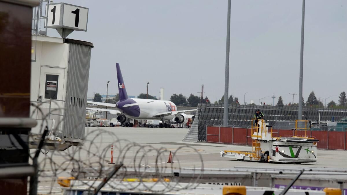 A terminal at Mineta San Jose Airport, where on Friday an American Airlines flight was delayed after a crew on another flight reported seeing flames from one of its engines.