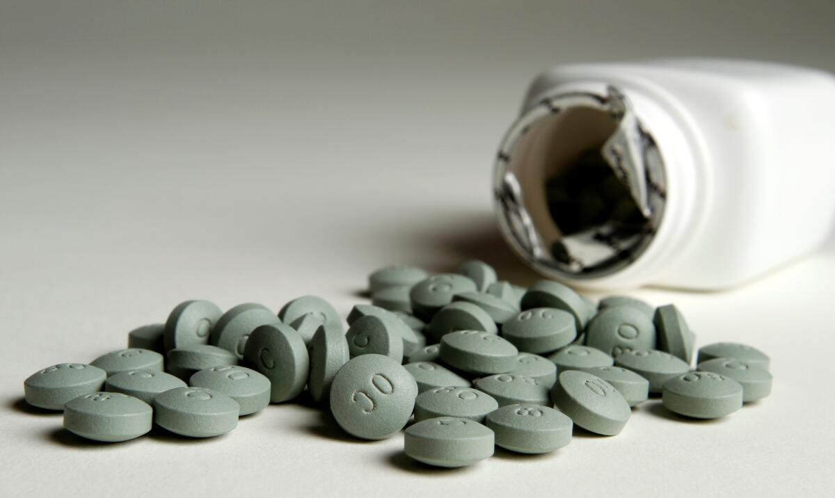 A bottle of Oxycontin pills.