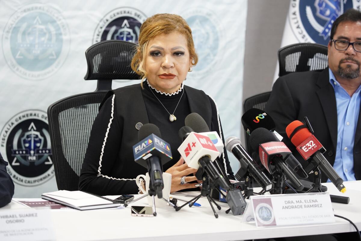 Baja California Attorney General Maria Elena Andrade updates the media about the Ensenada investigation into missing tourists