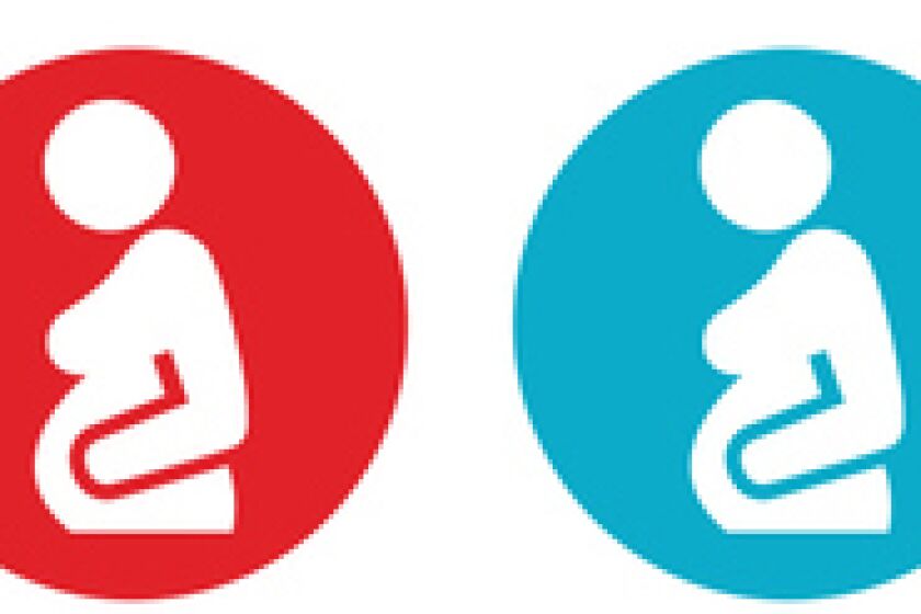 An icon of a pregnant woman holding her stomach.