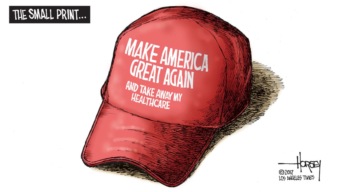 The small print on the red Trump cap.