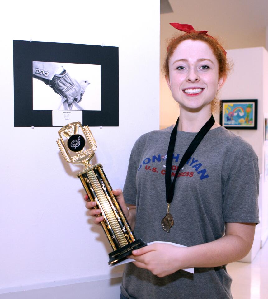 Burroughs High School senior Faith Auon won the best in show in the 6th to 12th grades competition in the Youth Art Expo, at the Creative Arts Center in Burbank on Thursday, April 6, 2017.