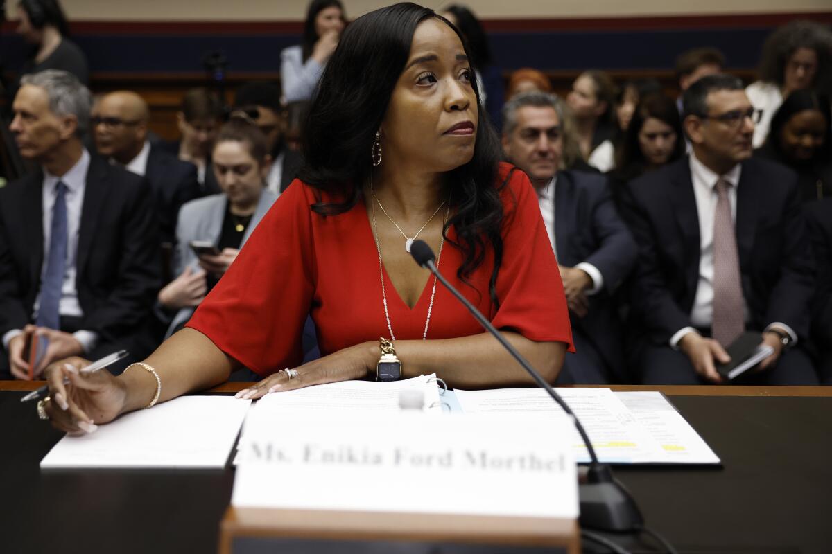 Enikia Ford Morthel, superintendent of Berkeley Unified School District, sits before Congress.