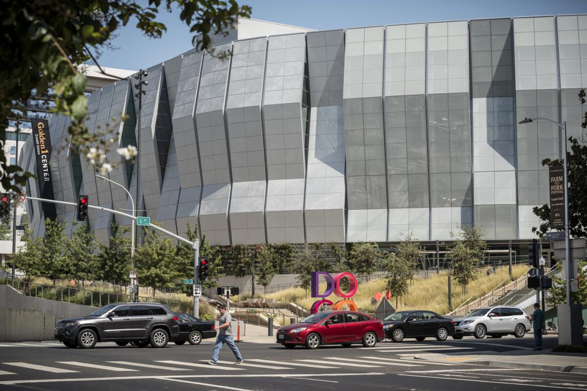 Golden 1 Center in downtown Sacramento is home to the Kings basketball team and also hosts many concerts. (David Butow / For the Los Angeles Times)