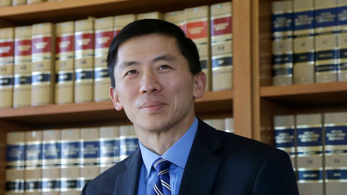 California Supreme Court Justice Goodwin Liu is interviewed in his office in San Francisco on Jan. 13.