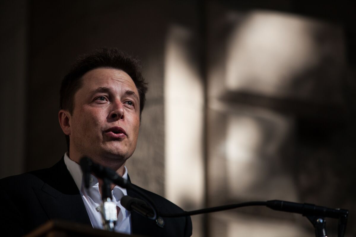 Elon Musk, CEO of Tesla Motors, speaks at a news conference in Carson City, Nev.