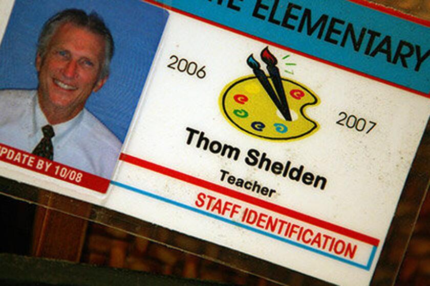 Directed to stay at home, fourth-grade teacher Thomas Shelden continues to collect his L.A. Unified salary.
