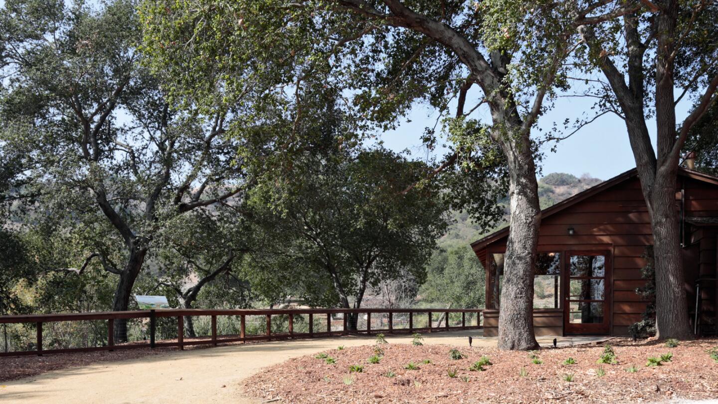 A 1940s-era lodge marks the entrance to the new oak woodland area of Descanso Gardens. The area showcases elements of the natural landscape of the L.A. Basin before the Spanish came.