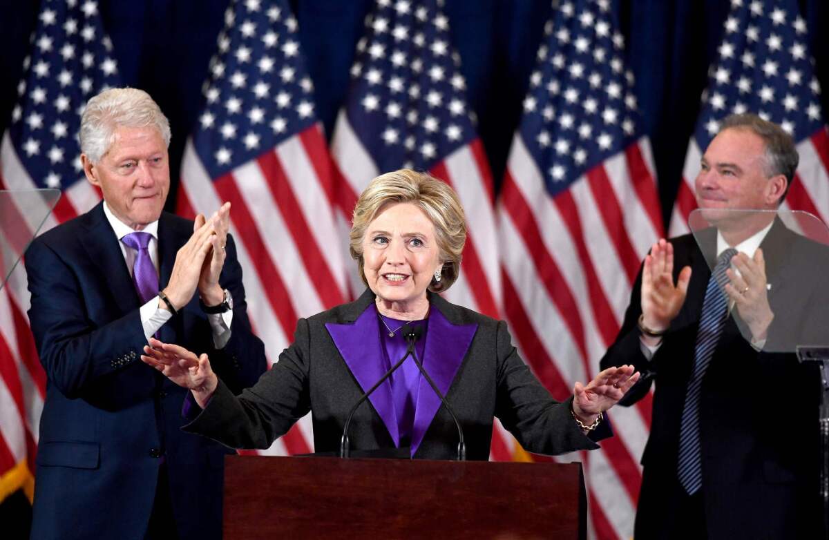 Hillary Clinton delivers her concession speech on Nov. 9, 2016.