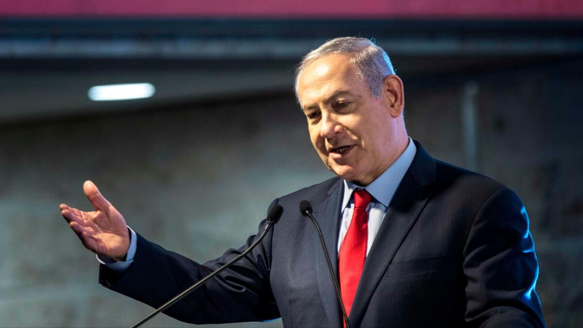 Israeli Prime Minister Benjamin Netanyahu speaks Feb. 20 at the Barzilai Hospital in the Israeli coastal city of Ashkelon during an inauguration ceremony for a new emergency room.