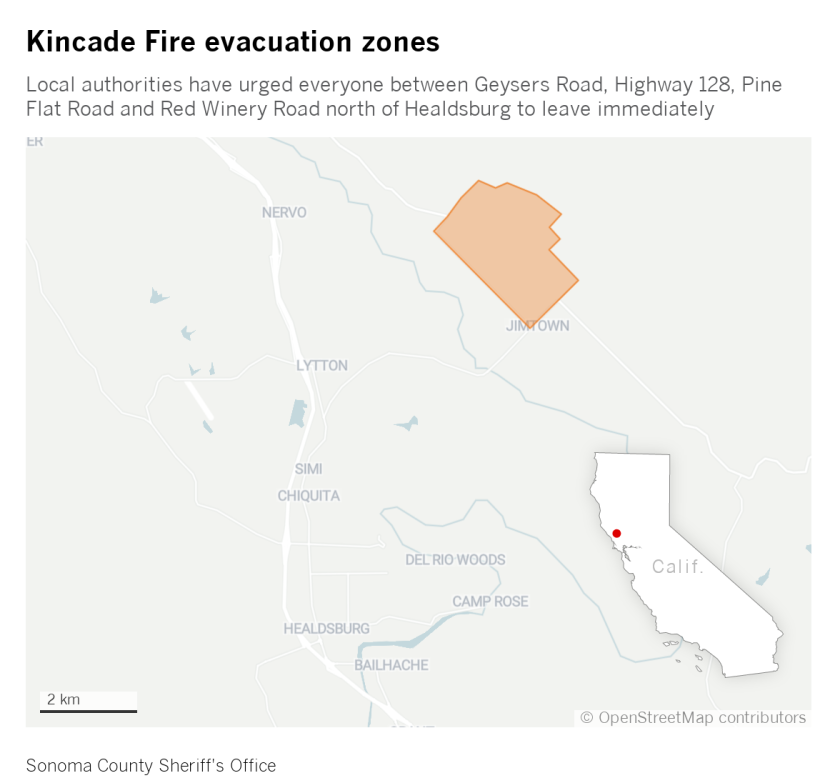 Kincade fire evacuation map