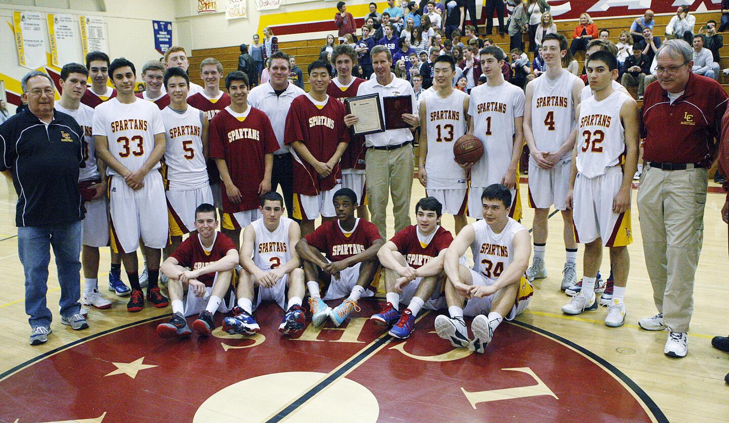 Photo Gallery: La Canada boys basketball coach Tom Hofman wins 600th game