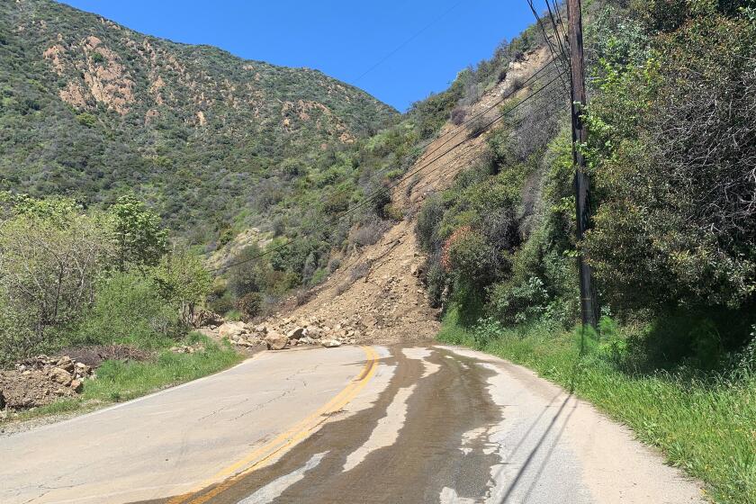 Caltrans District 7 estimates the massive landslide at postmile 1.8 on Route 27 in Topanga Canyon will be cleared by fall. (CalTrans District 7)