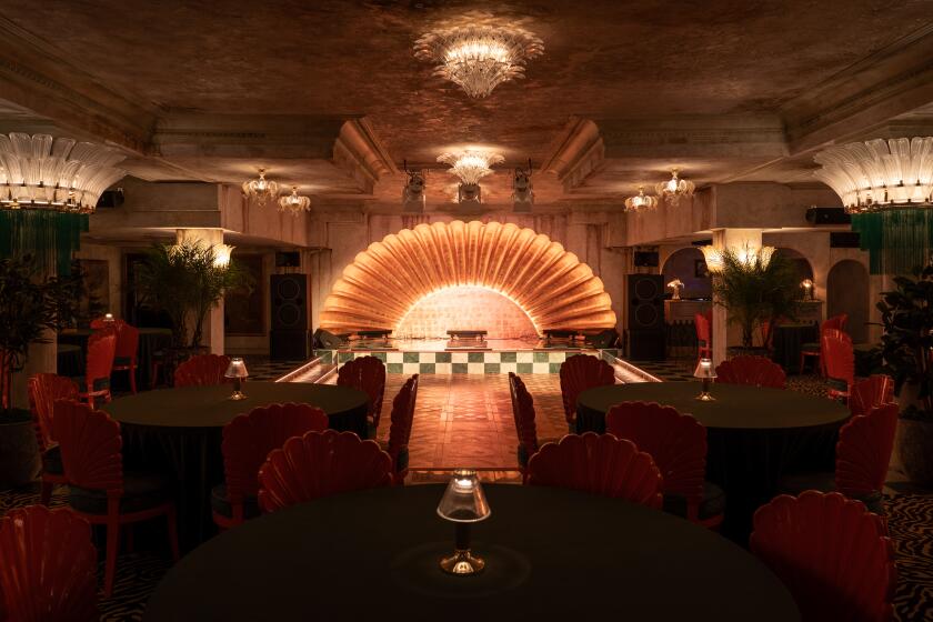 The dance floor and stage at Lou Lou's Jungle Room supper club at the Lafayette Hotel in San Diego.