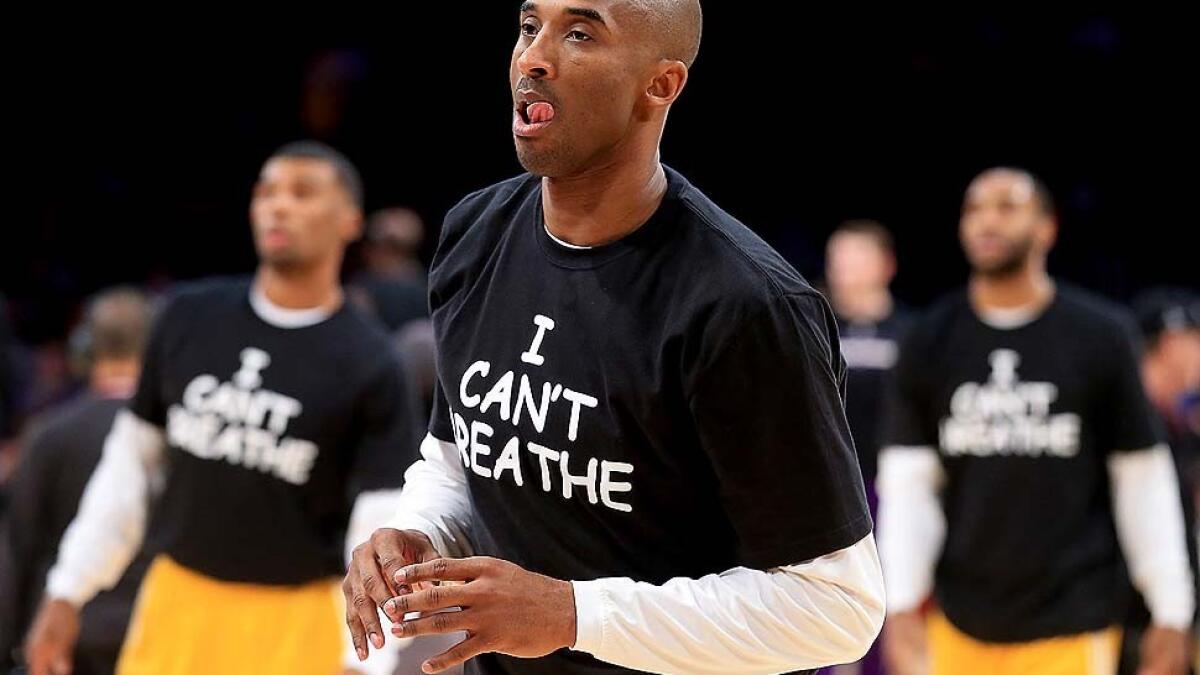 NBA players sport 'I can't breathe' shirts